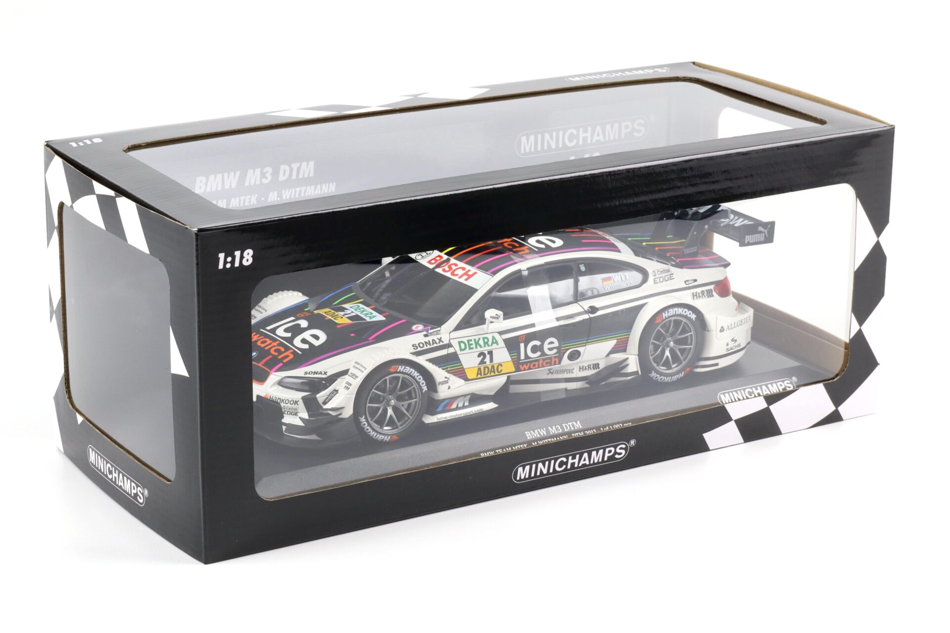 1:18 Minichamps BMW M3 E92 DTM Team MTEK #21 Ice Watch Wittmann 2013
