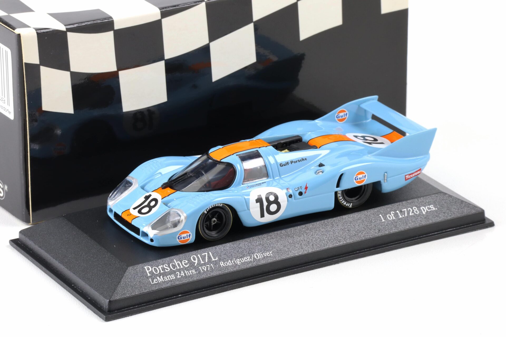 1:43 Minichamps Porsche 917L Gulf 24h Le Mans 1971 Rodriguez/ Oliver #18