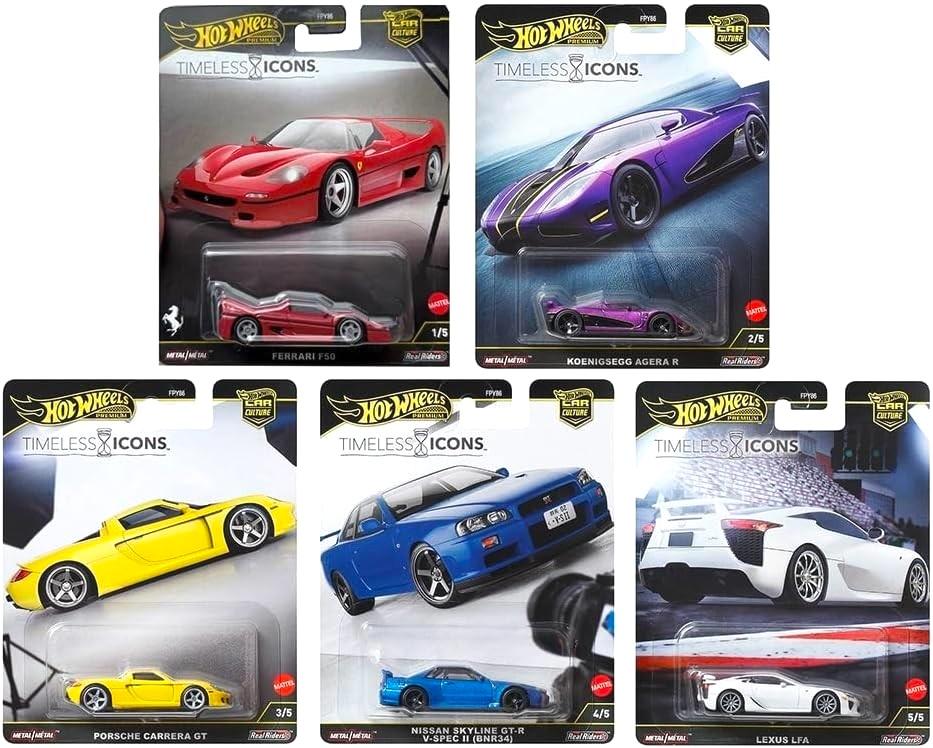 1:64 Hot Wheels Premium 2025 Timeless Icons SET 5 pcs. 976N Ferrari, Nissan, Porsche