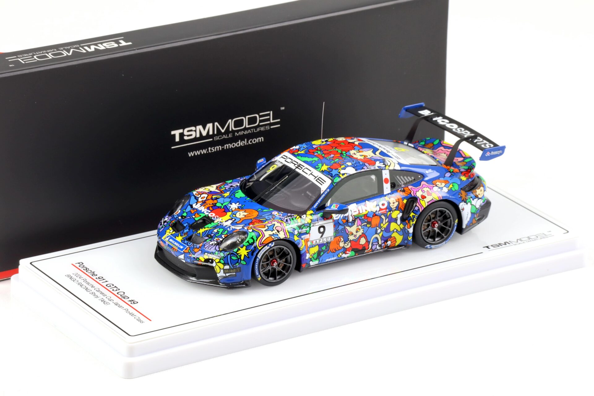 1:43 TSM Model Porsche 911 GT3 Cup #9 Japan ProAm Class 2024 Bingo Racing Shinji Takei