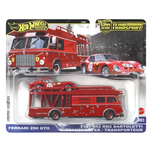 1:64 Hot Wheels Premium 2025 Team Transport JBM37 Fiat 642 Bartoletti + Ferrari 250 GTO