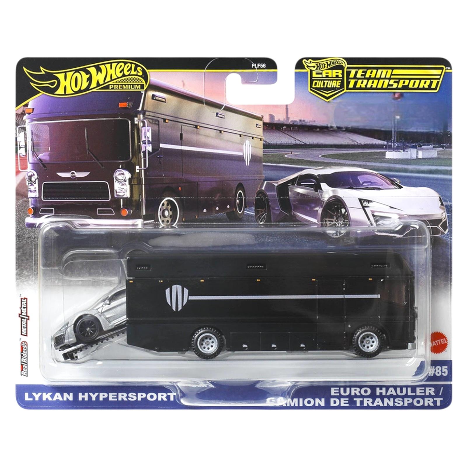 1:64 Hot Wheels Premium 2025 Team Transport JBM39 Lykan Hypersport + Euro Hauler