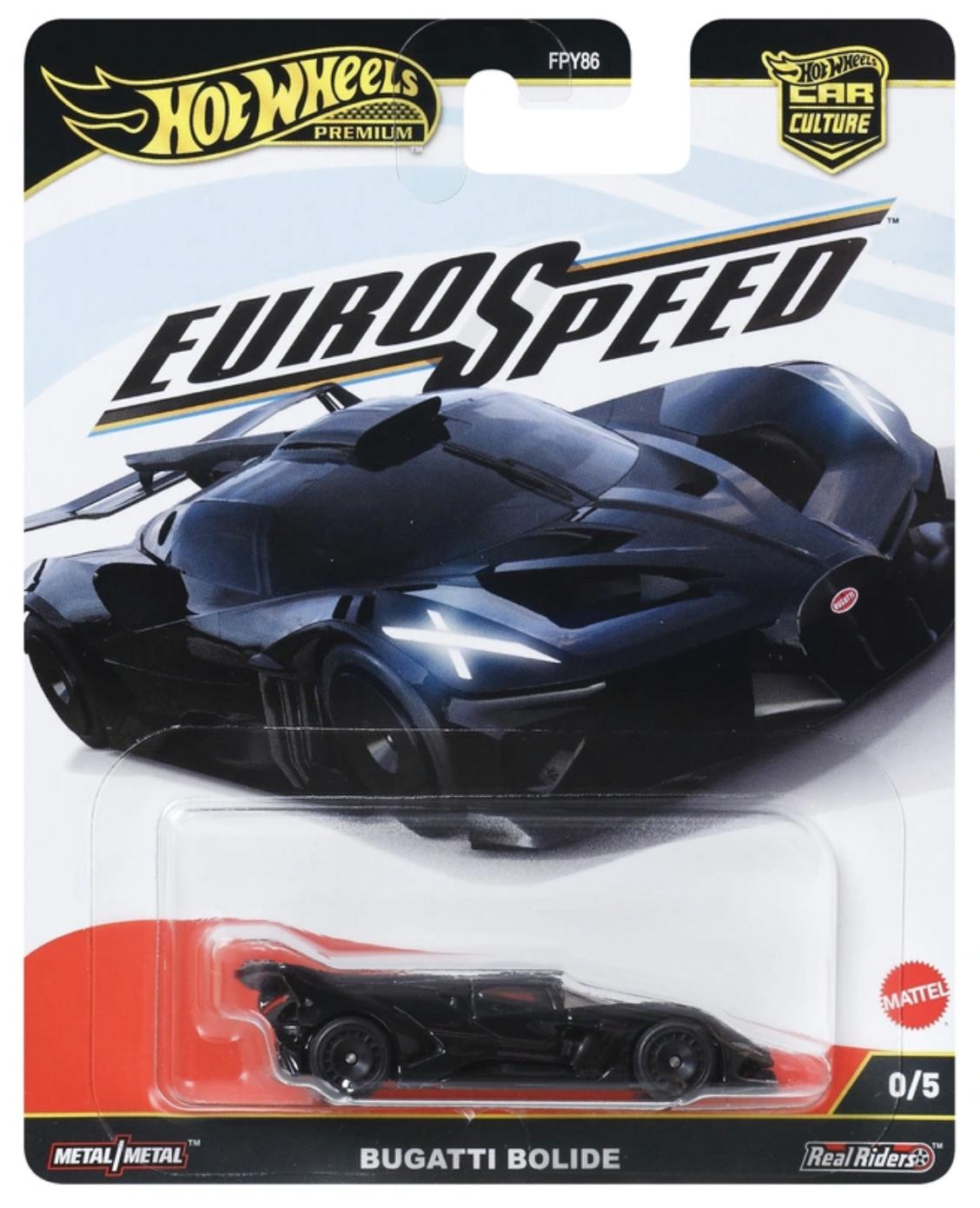 1:64 Hot Wheels Premium 2025 Euro Speed JBK80 CHASE 0/5 Bugatti Bolide black