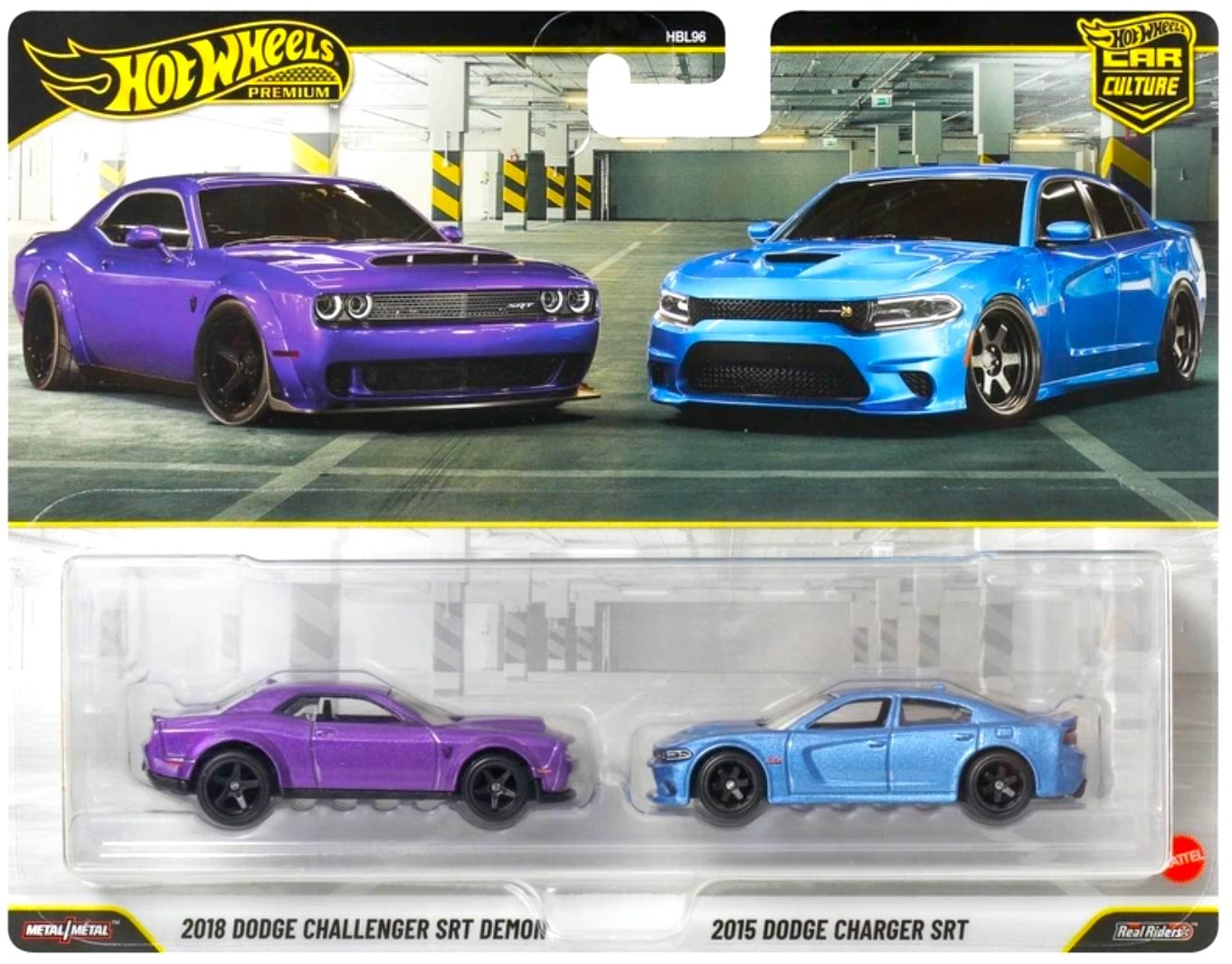 1:64 Hot Wheels 2025 Premium 2-Pack 979U Dodge Challenger SRT Demon + Dodge Challenger SRT