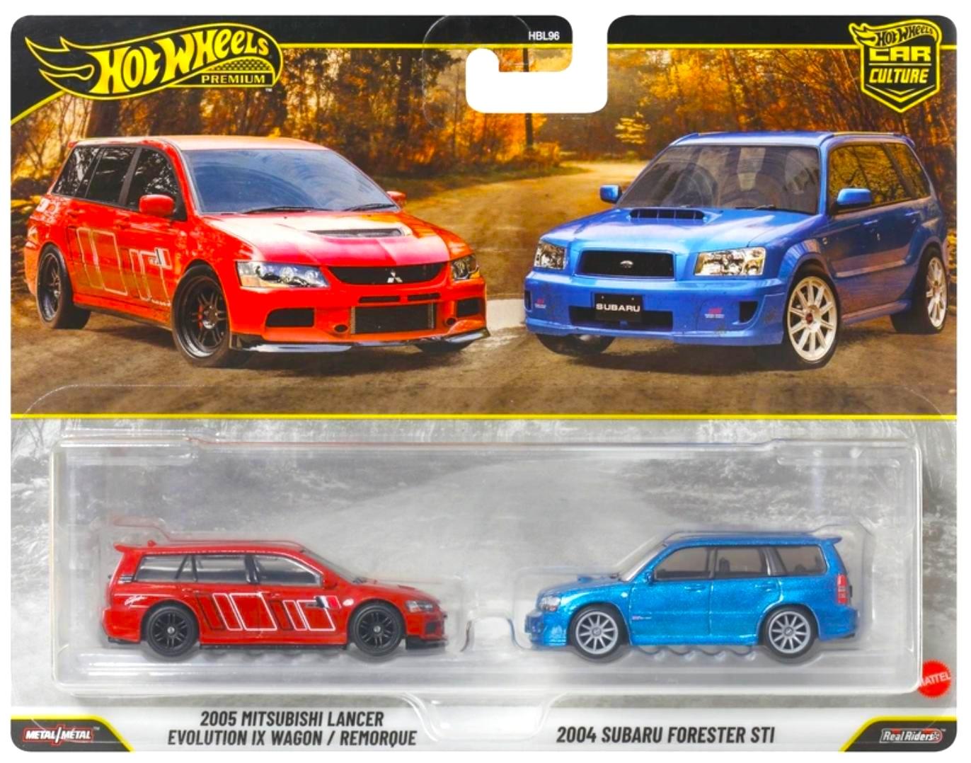 1:64 Hot Wheels 2025 Premium 2-Pack 979U Mitsubishi Lancer EVO IX + Subaru Forester
