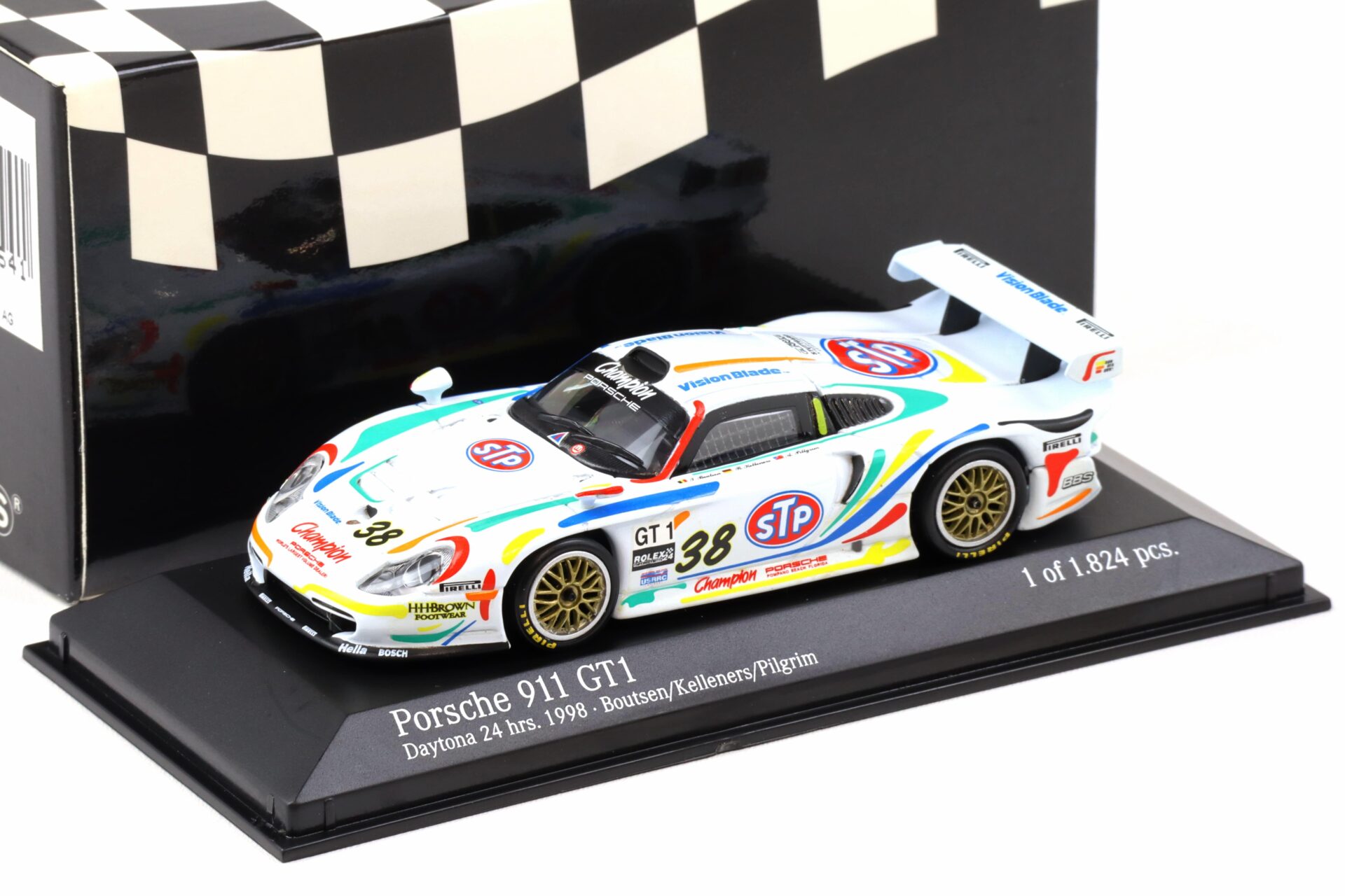 1:43 Minichamps Porsche 911 996 GT1 Daytona 24h 1998 STP #38 Boutsen/Kelleners
