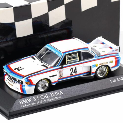 1:43 Minichamps BMW 3.5 CSL IMSA Riverside 6 hours 1975 Stuck/ Posey #24