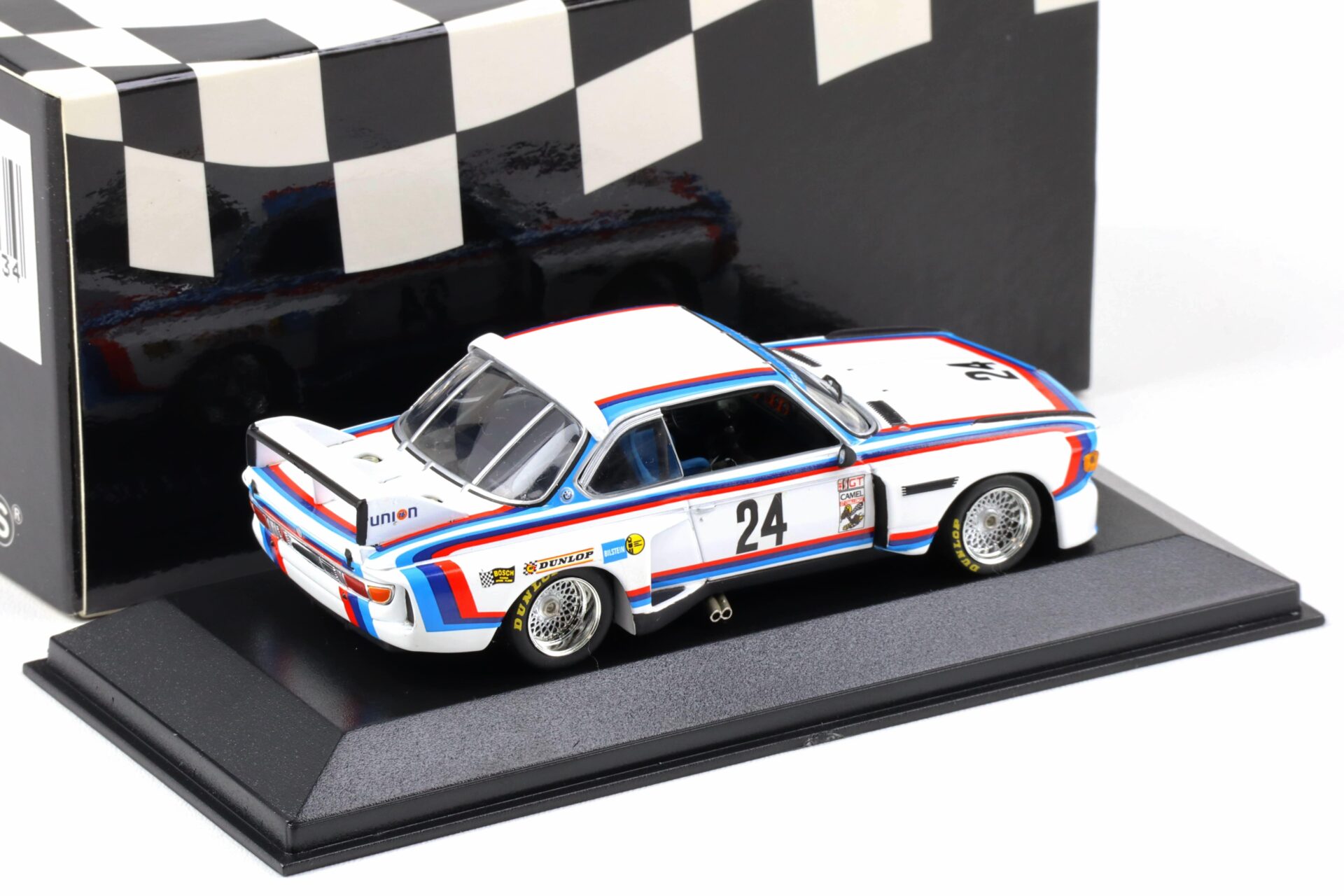 1:43 Minichamps BMW 3.5 CSL IMSA Riverside 6 hours 1975 Stuck/ Posey #24