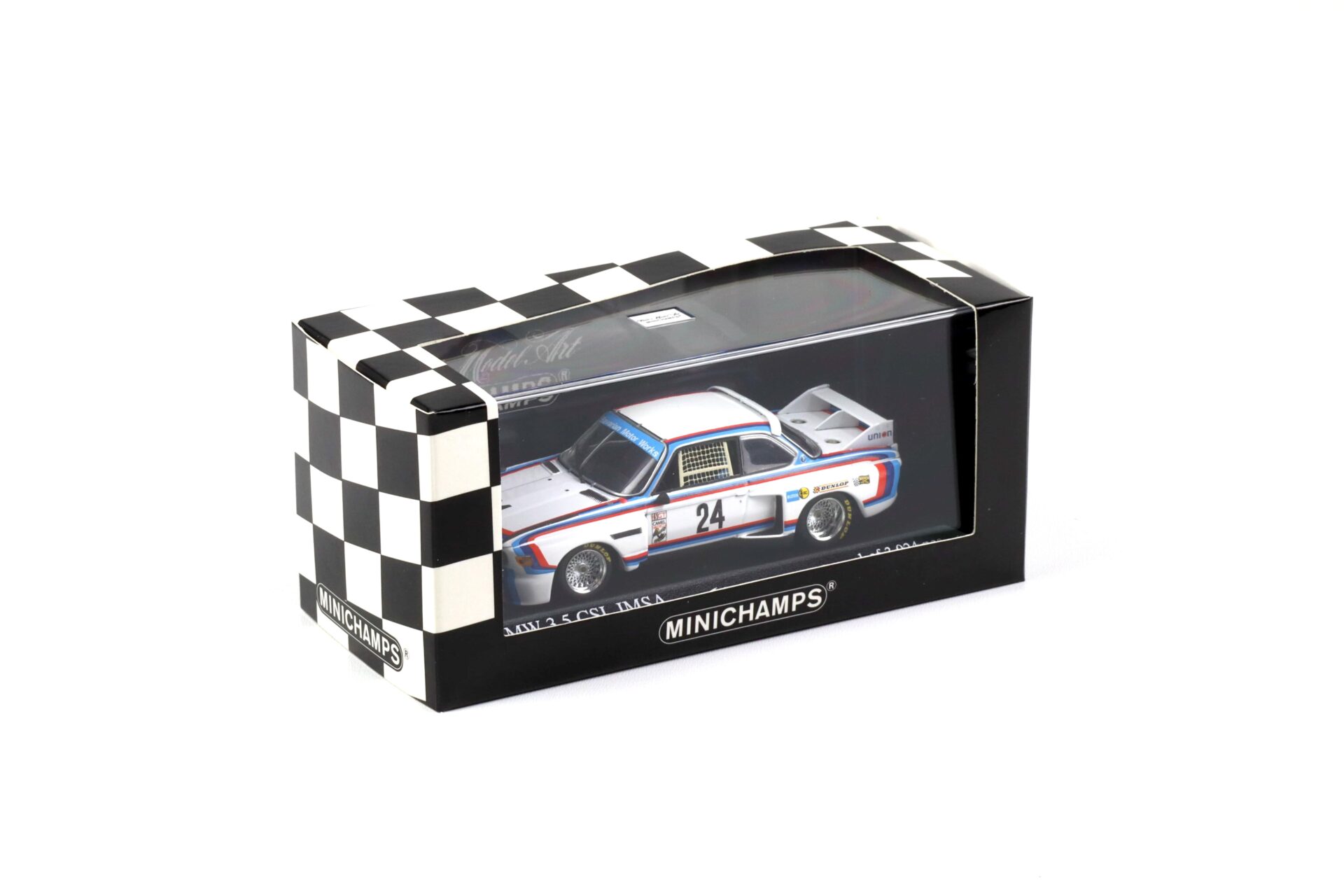 1:43 Minichamps BMW 3.5 CSL IMSA Riverside 6 hours 1975 Stuck/ Posey #24