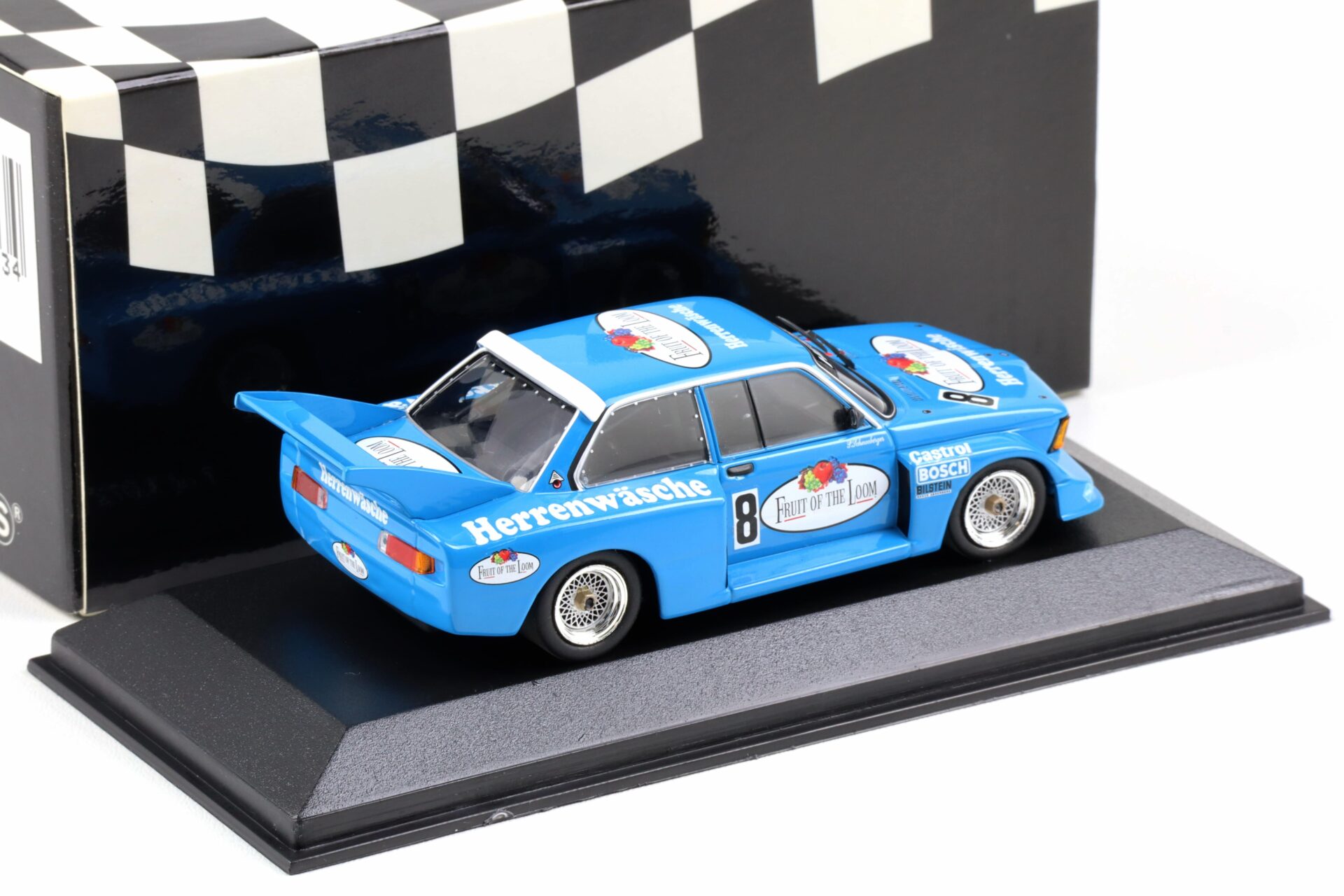 1:43 Minichamps BMW 320i E21 Grp. 5 DRM 1977 Schneeberger #8 Fruit of the Loom