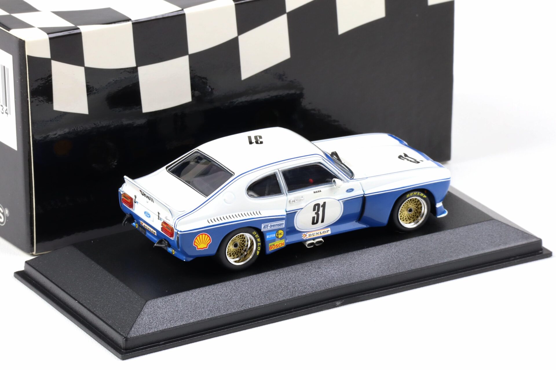1:43 Minichamps Ford Capri RS 3100 DRM 1975 Norisring Winner #31 Jochen Mass