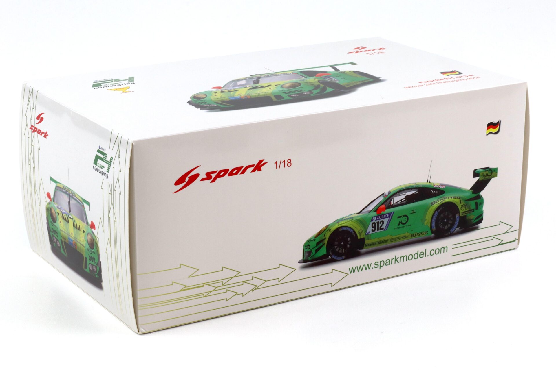 1:18 Spark Porsche 911 991 GT3 R Winner 24h Nürburgring 2018 Manthey #912