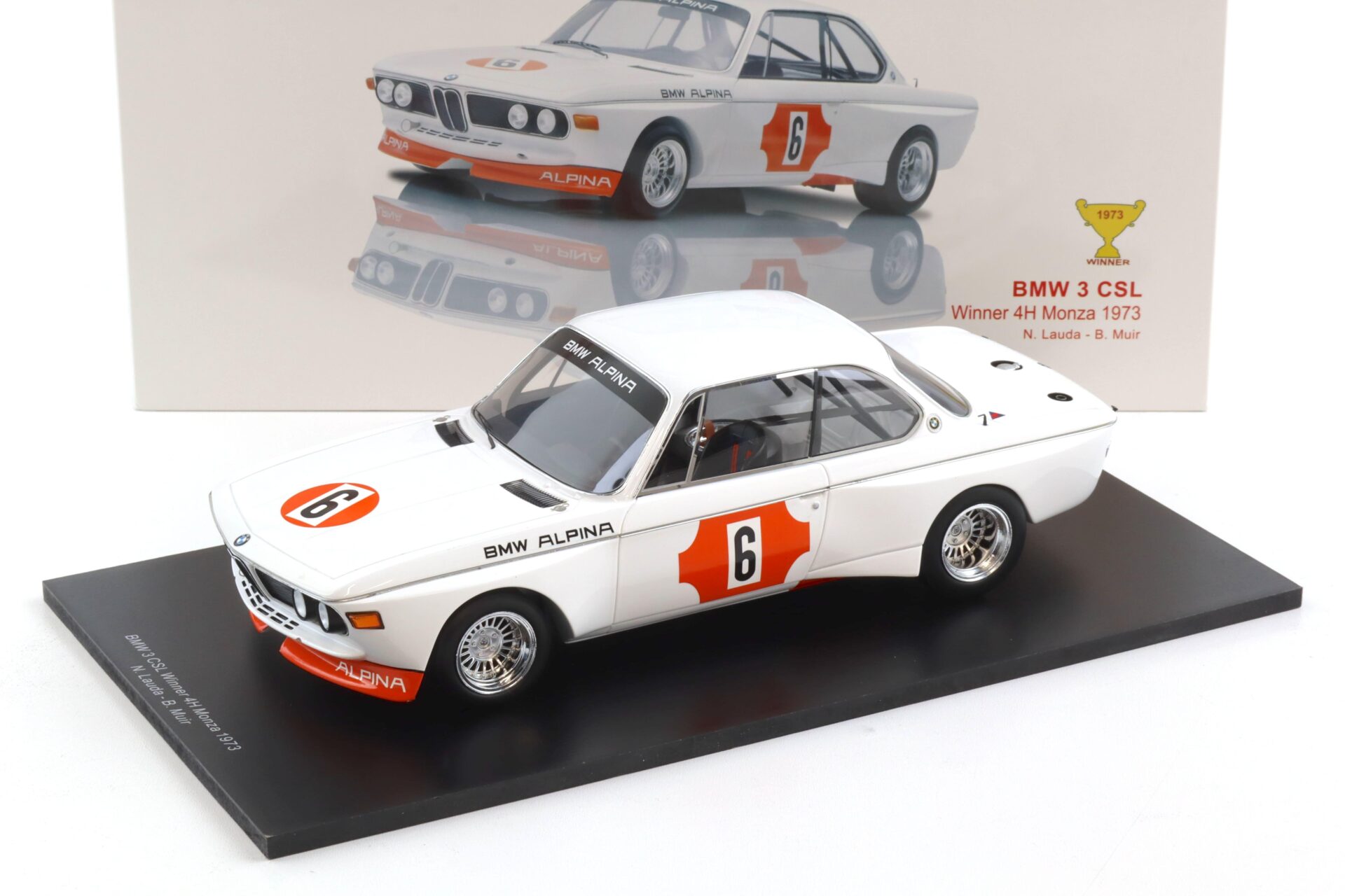1:18 Spark BMW 3.0 CSL Winner 4h Monza 1973 Lauda/ Muir #6
