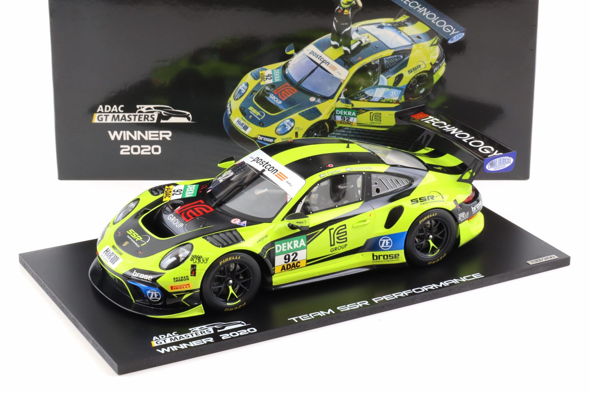 1:18 Spark Porsche 911 991.2 GT3 R ADAC GT Masters Winner 2020 SSR Performance #92