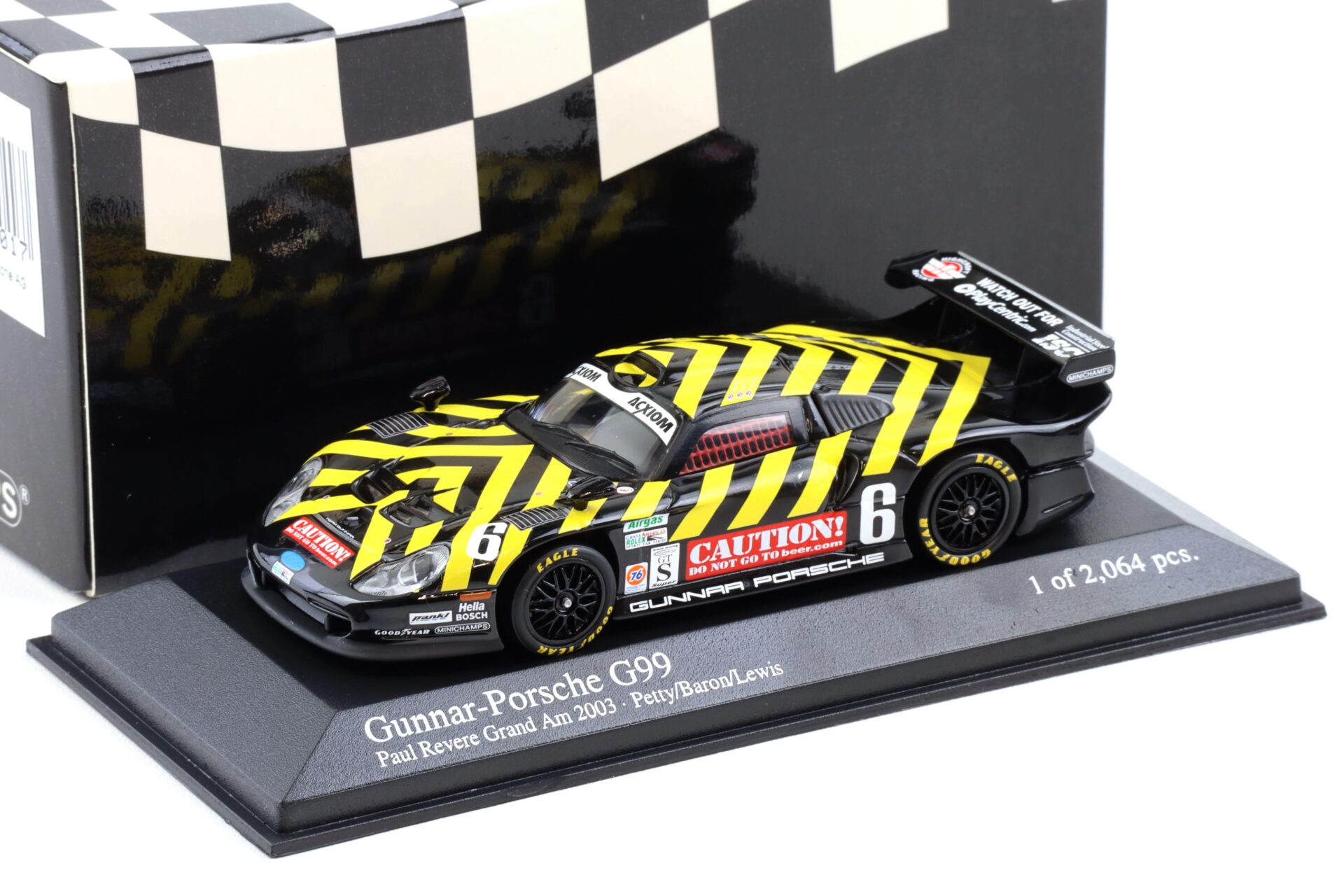 1:43 Minichamps Gunnar Porsche 911 996 GT1 G99 #6 Paul Revere Grand Am 2003
