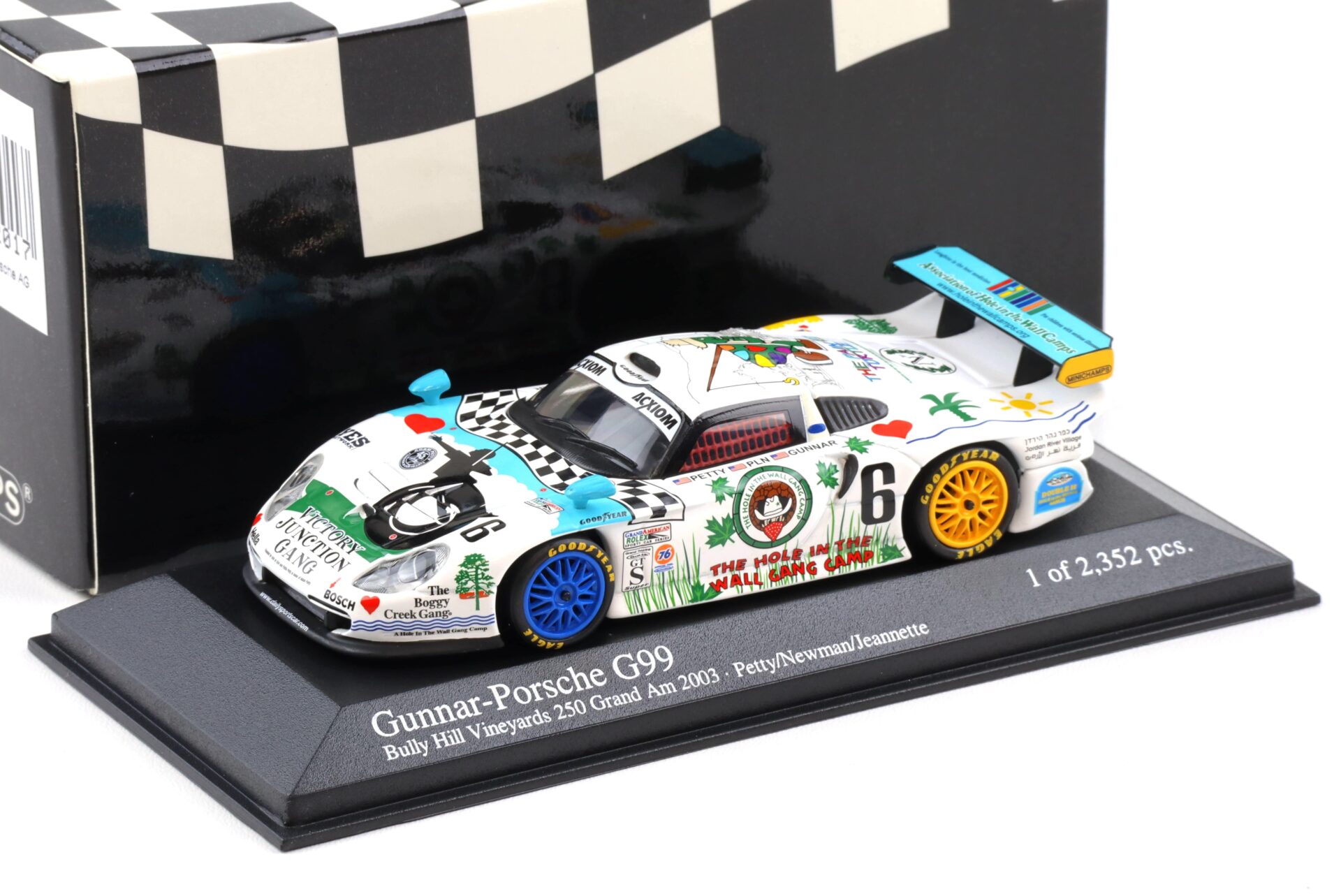 1:43 Minichamps Gunnar Porsche 911 996 GT1 G99 #6 Bully Hill Vineyards 2003