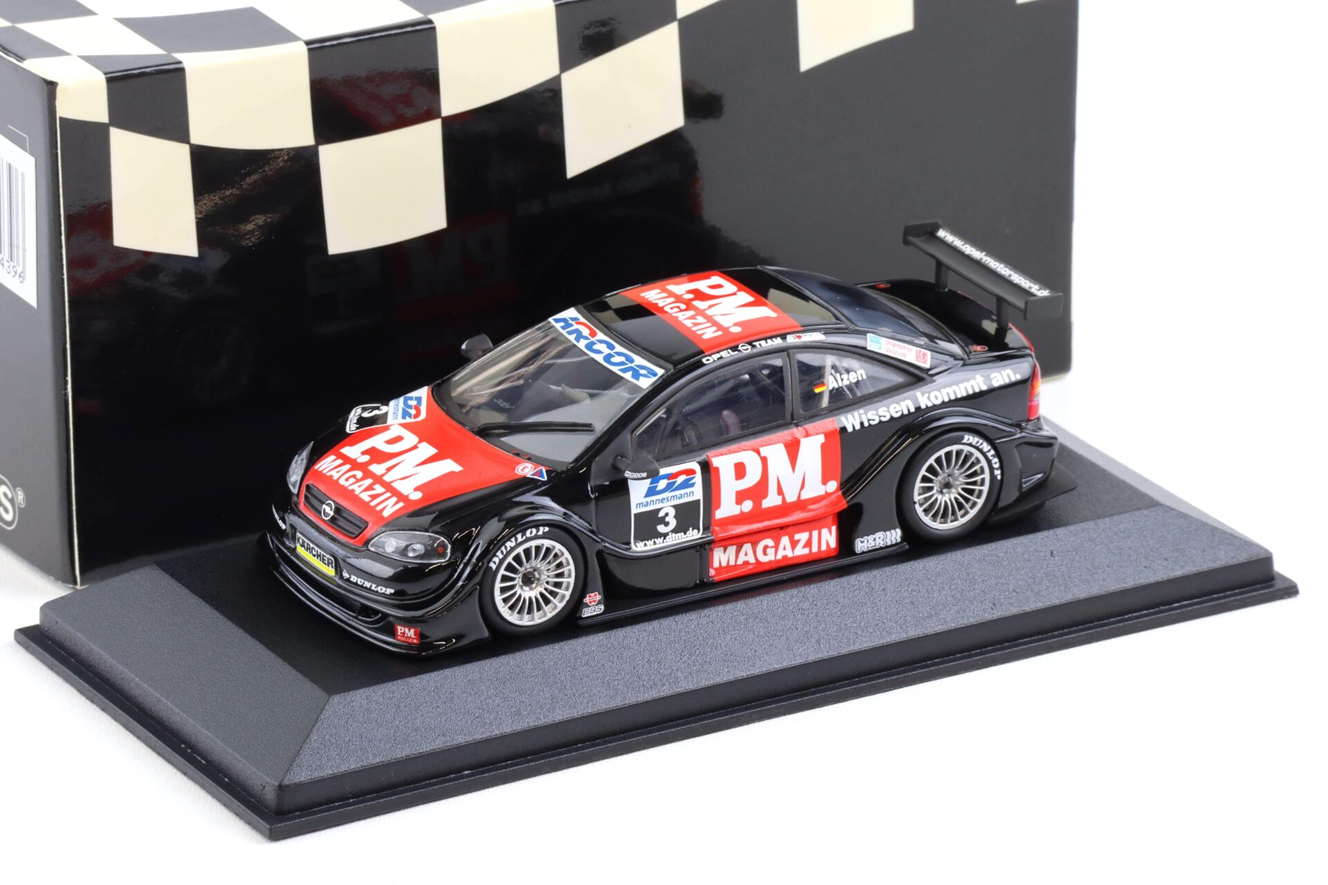 1:43 Minichamps Opel V8 Coupe DTM 2000 Team Holzer #3 U.Alzen P.M. Magazin