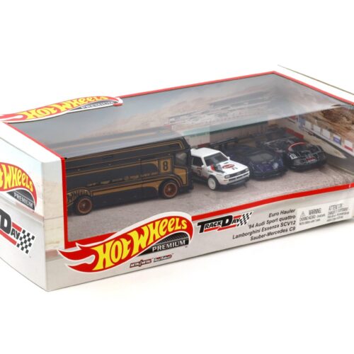 1:64 Hot Wheels Premium Set 2023 Track Day Real Riders 4 Cars Diorama Audi + Lamborghini