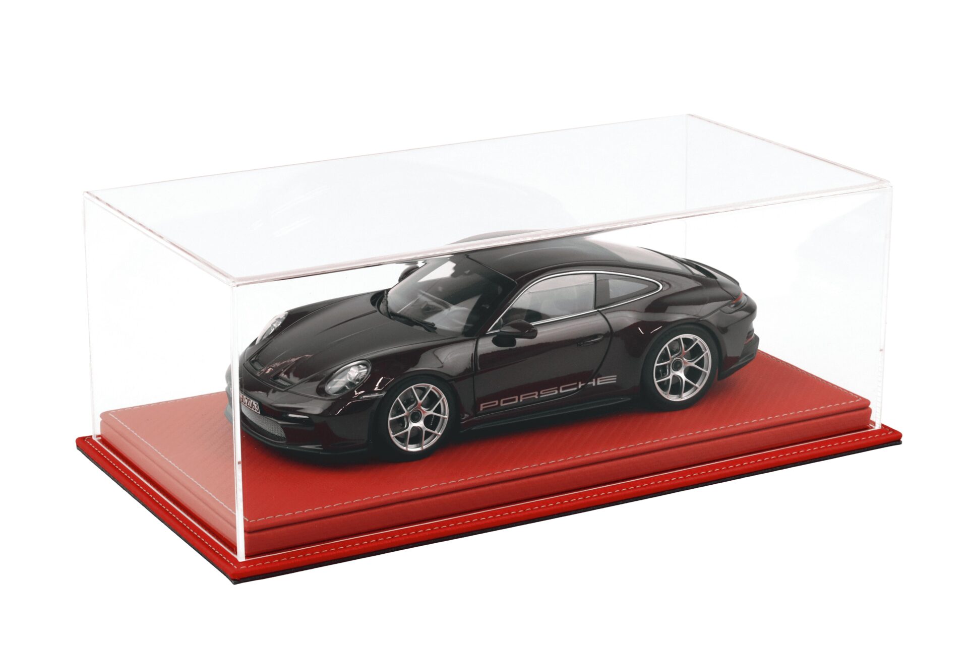 1:18 Atlantic Vitrine Show Case Display Case MULHOUSE with Carbon red leather Base