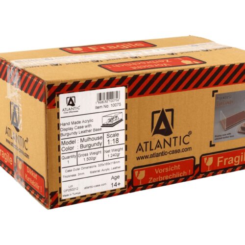 1:18 Atlantic Vitrine Show Case Display Case MULHOUSE with Burgundy leather Base