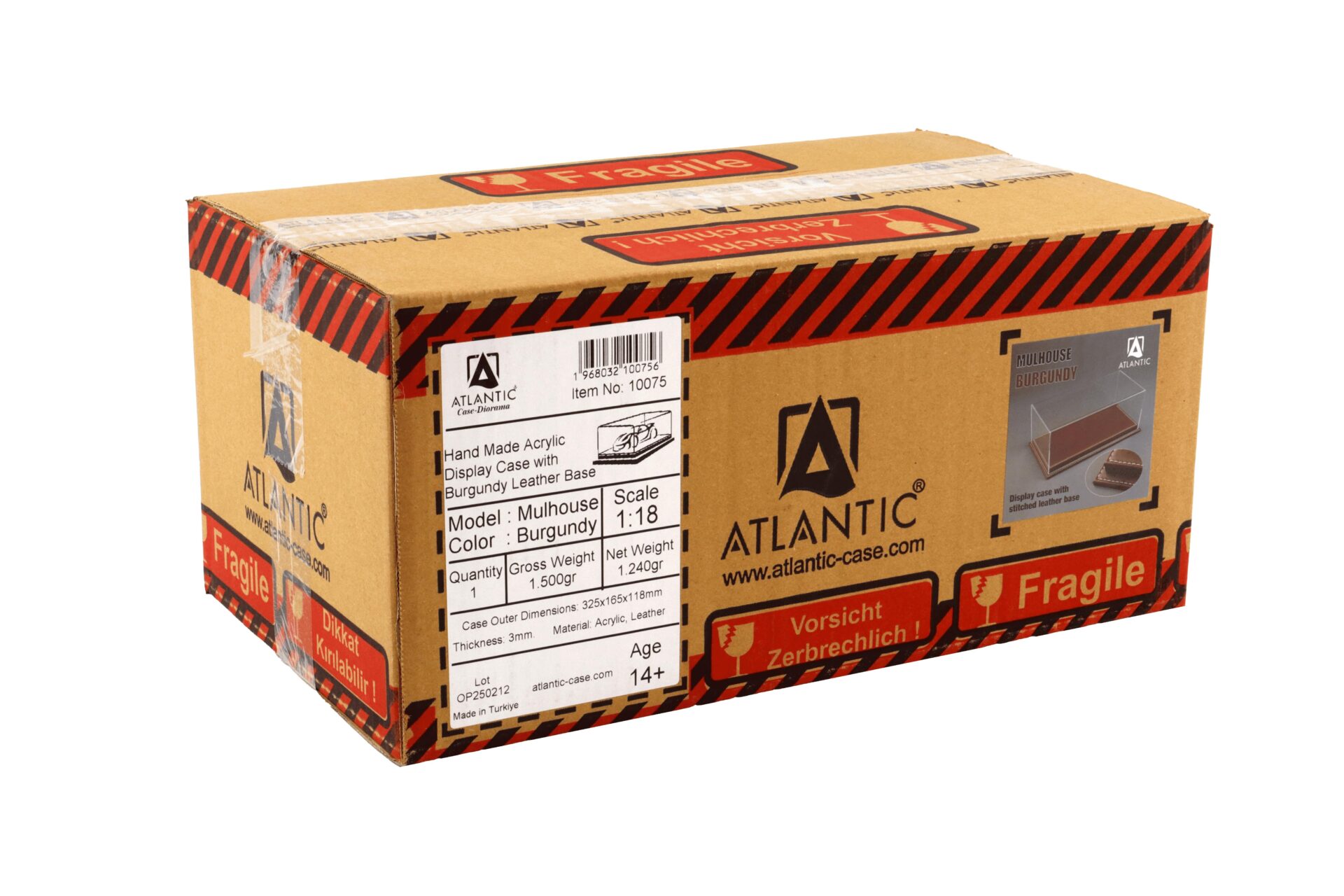 1:18 Atlantic Vitrine Show Case Display Case MULHOUSE with Burgundy leather Base