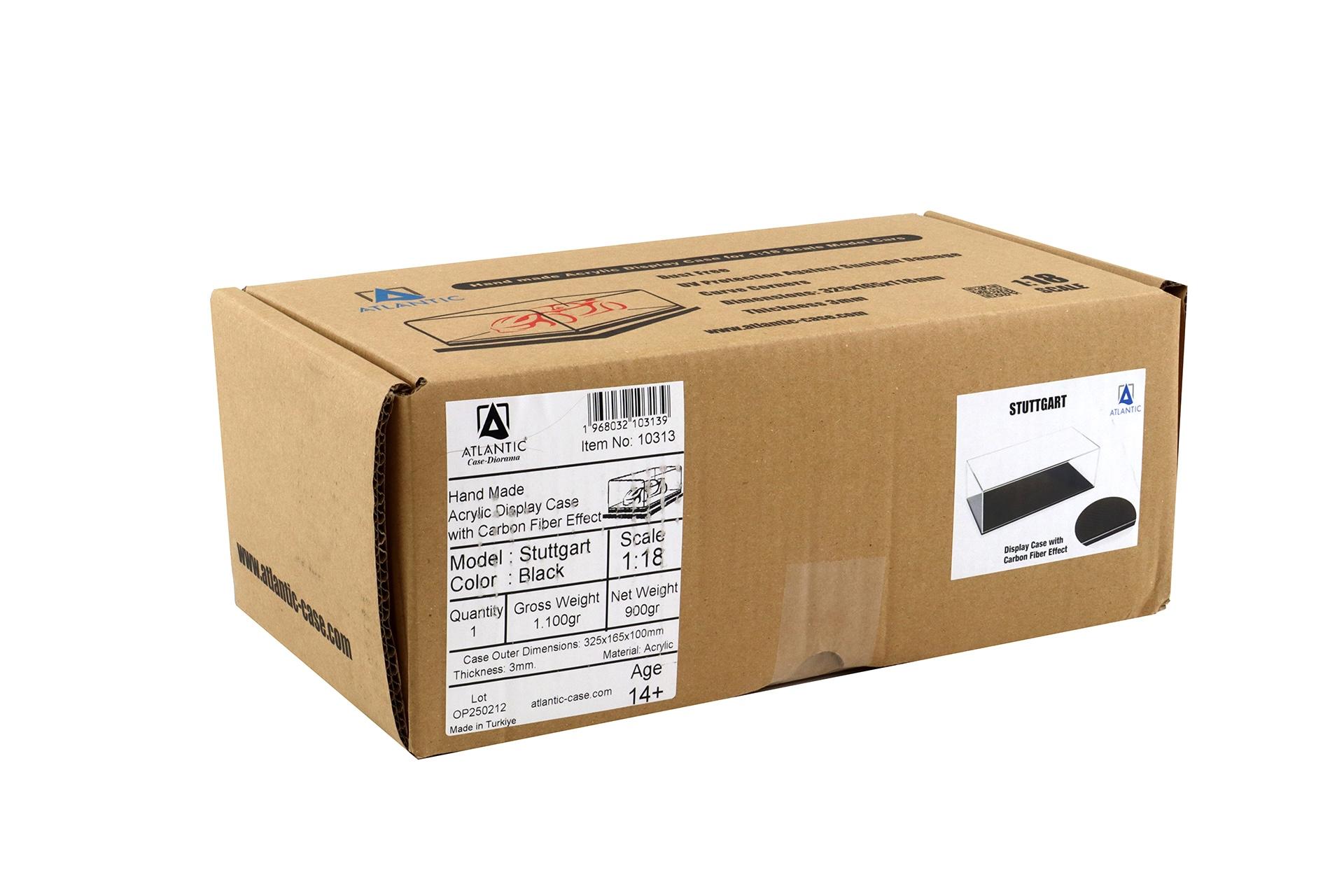 1:18 Atlantic Vitrine Show Case Display Case STUTTGART with Carbon effect Base