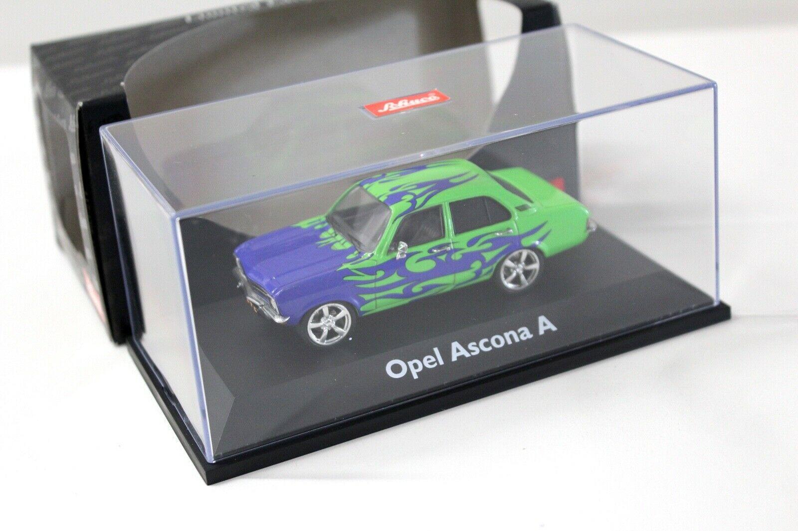 1:43 Schuco Opel Ascona A Tuning Car Flames blue/green