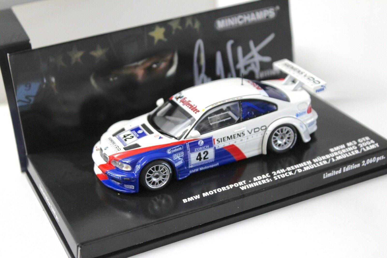 1:43 Minichamps BMW M3 GTR 24h Nürburgring Winner #42 Stuck/ Müller/ Lamy