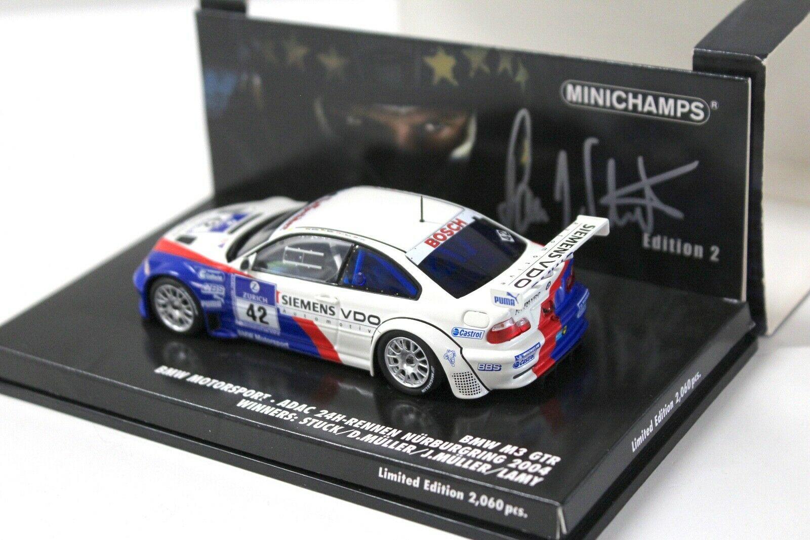 1:43 Minichamps BMW M3 GTR 24h Nürburgring Winner #42 Stuck/ Müller/ Lamy