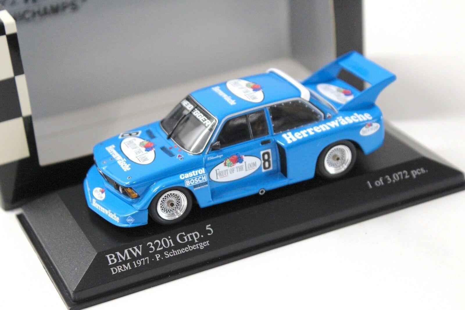 1:43 Minichamps BMW 320i Grp.5 DRM 1977 Fruit of Loom #8 blue