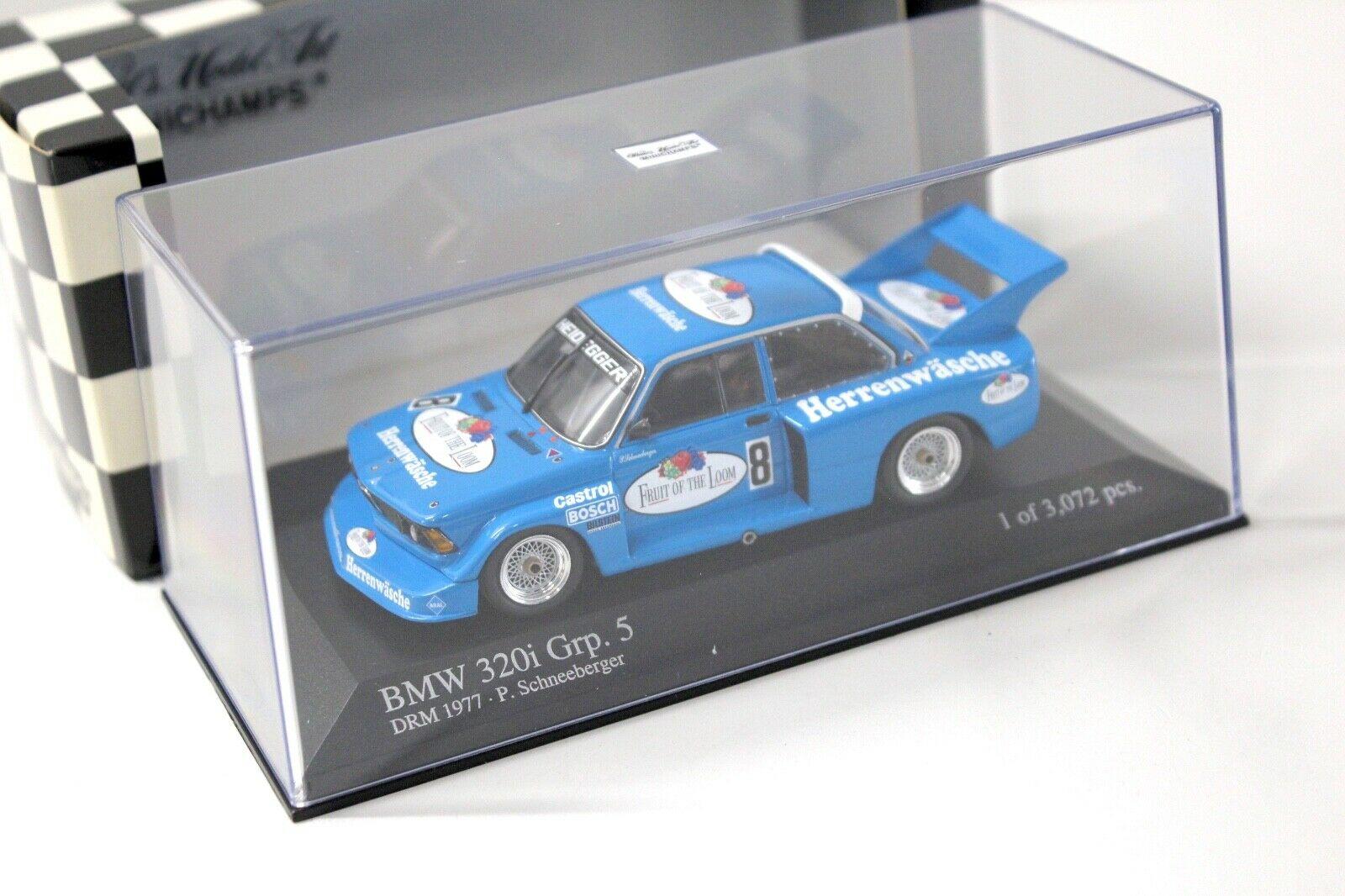 1:43 Minichamps BMW 320i Grp.5 DRM 1977 Fruit of Loom #8 blue