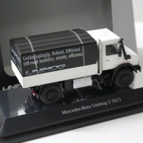 1:50 NZG Mercedes Unimog U5023 Pritsche + Plane white DEALER VERSION
