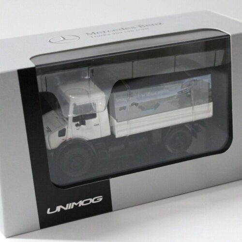 1:50 NZG Mercedes Unimog U5023 Pritsche + Plane white DEALER VERSION