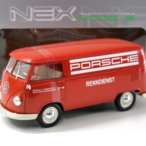 1:18 Welly VW T1 BUS Kastenwagen *PORSCHE-RENNDIENST* red