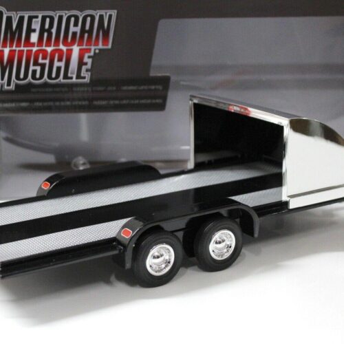 1:18 Auto World Trailer Open Car Hauler Anhänger black
