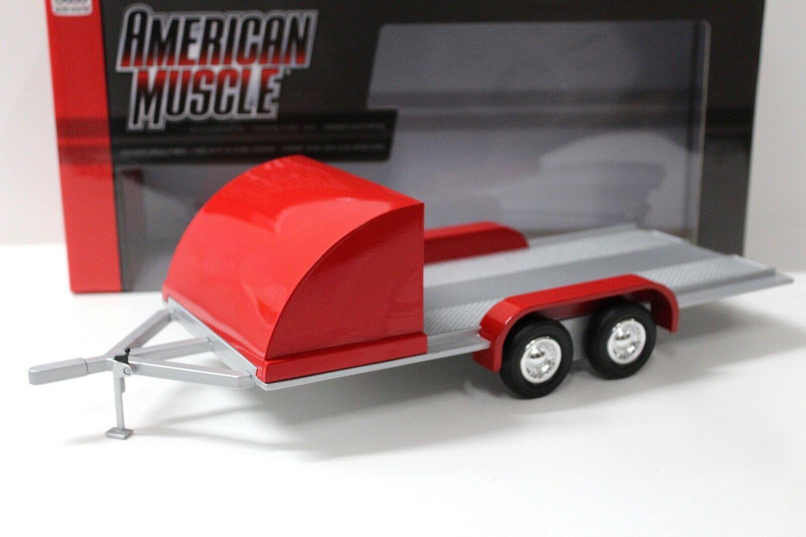 ID 40741 orig.jpg 1:18 Auto World Trailer Open Car Hauler Anhänger red
