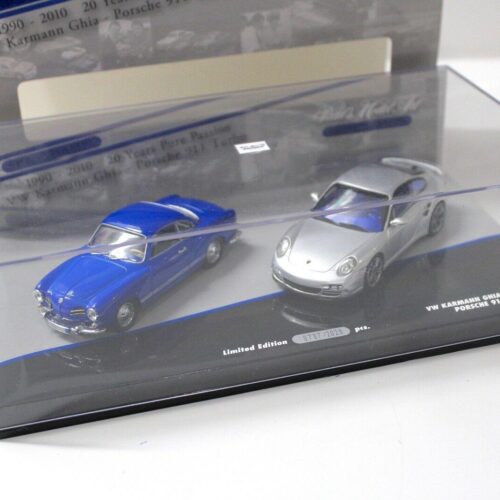 1:43 Minichamps Set 20 Jahre Porsche 911 Turbo silver + VW Karmann Ghia blue