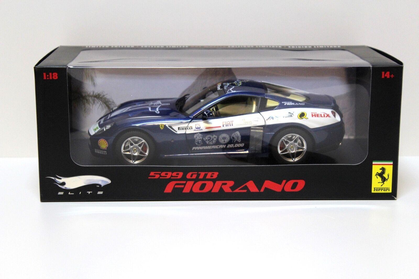 1:18 Hot Wheels Elite Ferrari 599 GTB FIORANO Panamericana blue/white