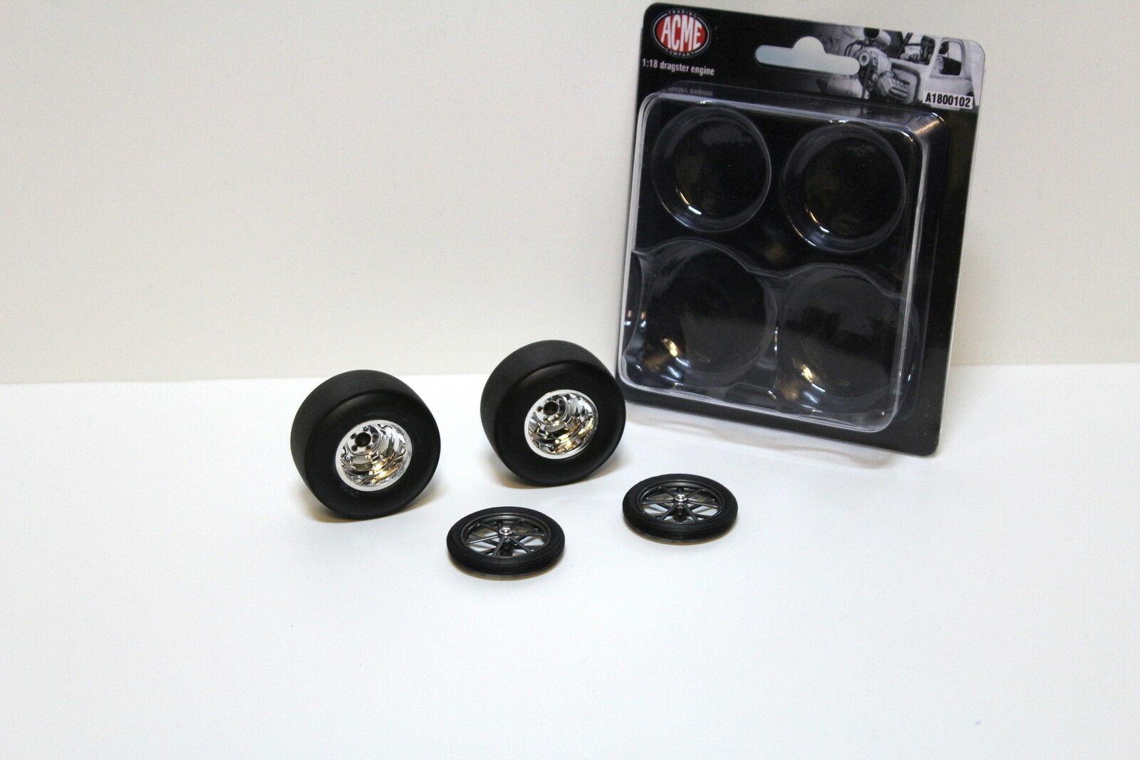 1:18 ACME/ GMP Dragster Engine Wheel Set Räder Chrom 4pcs.