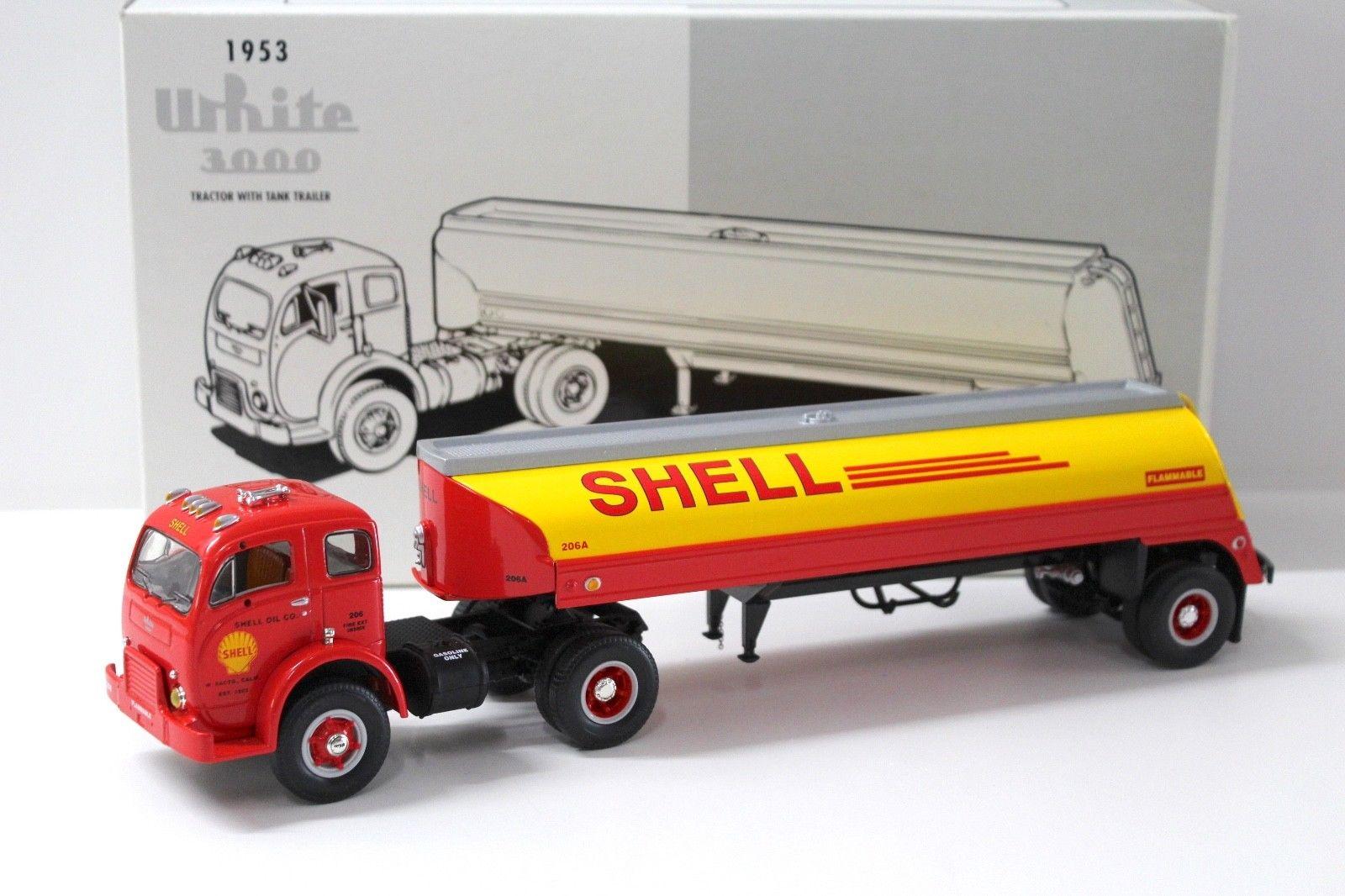 ID 44297 orig.jpg 1:34 First Gear White 3000 Truck + Tank Trailer *SHELL*