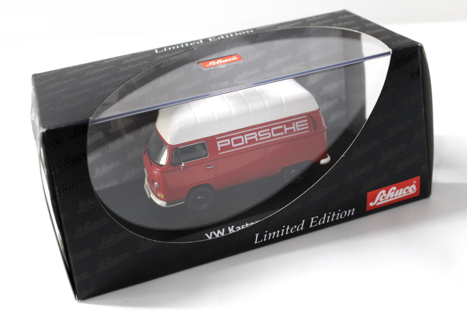 1:43 Schuco VW Kastenwagen T2a Hochdach PORSCHE red