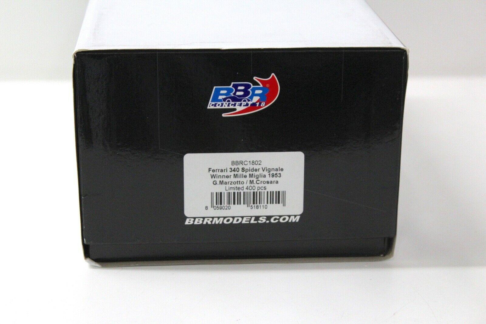 1:18 BBR Ferrari 340 Spider Vignale Mille Miglia #547 red