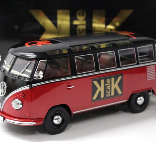 1:18 KK-Scale VW Bus T1 Samba Toy Fair 2019 Spielwarenmesse red/ black