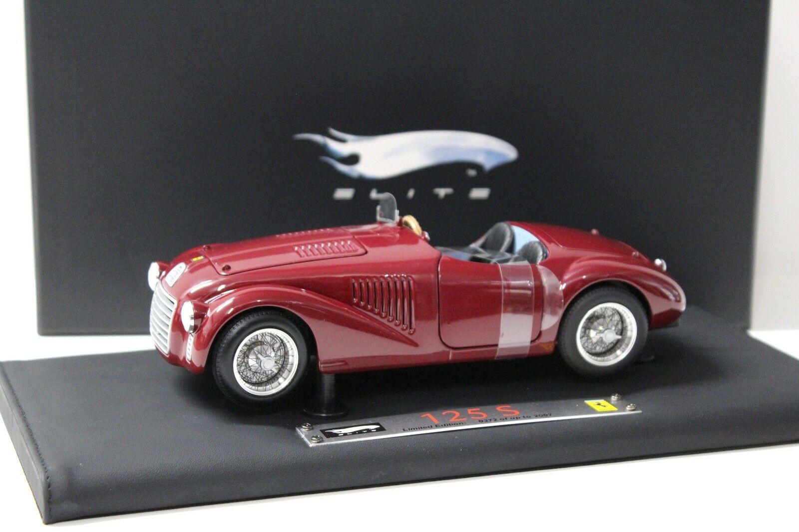 1:18 Hot Wheels SUPER Elite Ferrari 125 S dark red *LEATHER BASE*