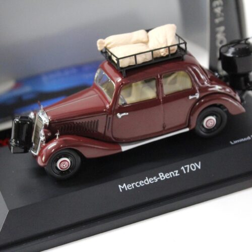 1:43 Schuco Mercedes 170V Limousine mit Holzvergaser dark red