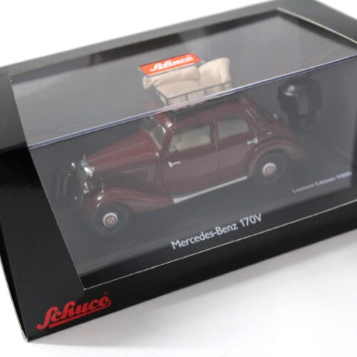 1:43 Schuco Mercedes 170V Limousine mit Holzvergaser dark red