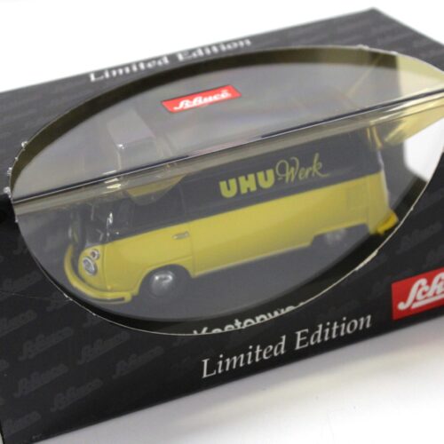 1:43 Schuco VW T1 Kastenwagen UHU Werk yellow/ black