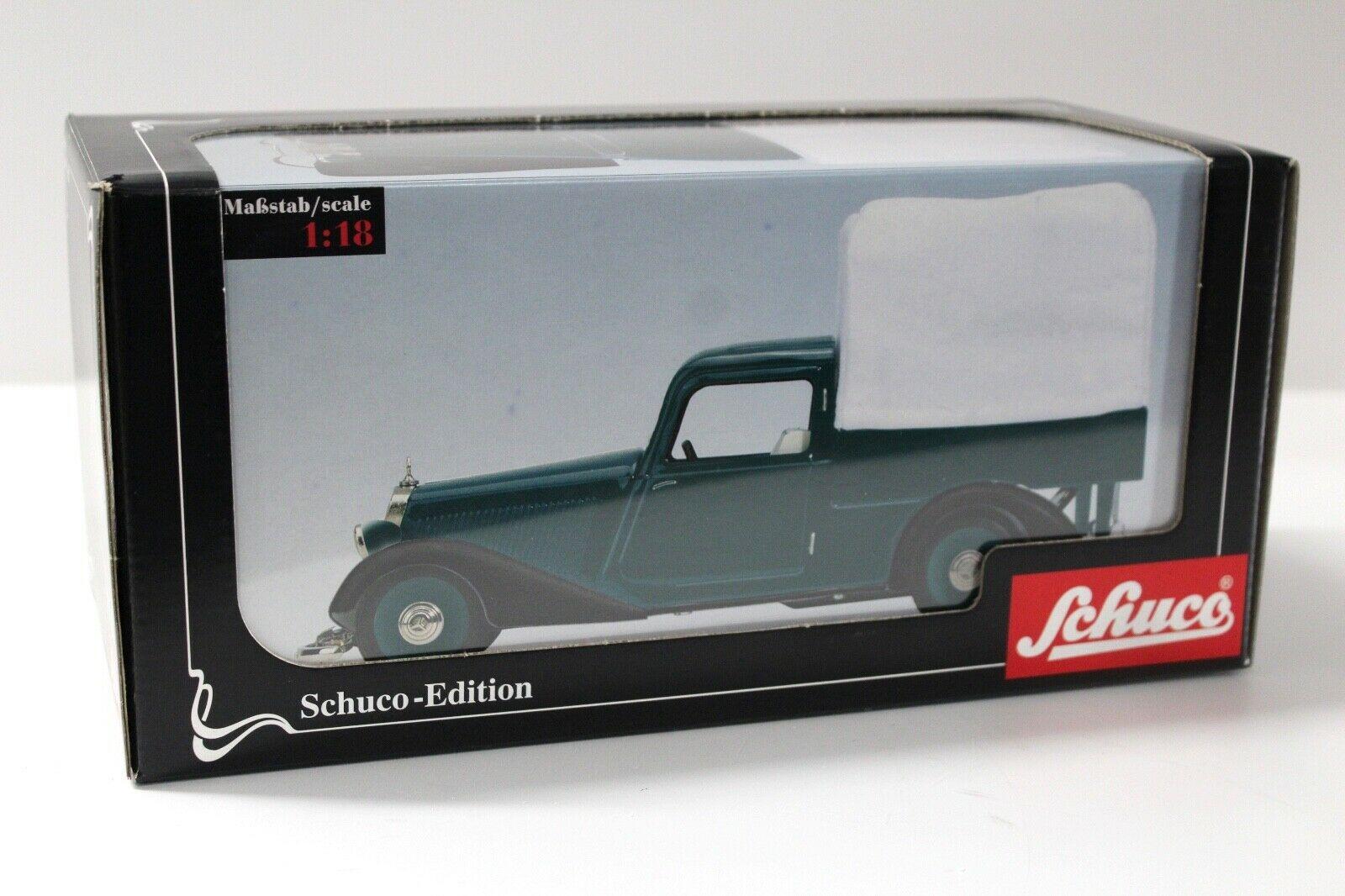1:18 Schuco Mercedes 170V Pritsche mit Plane green