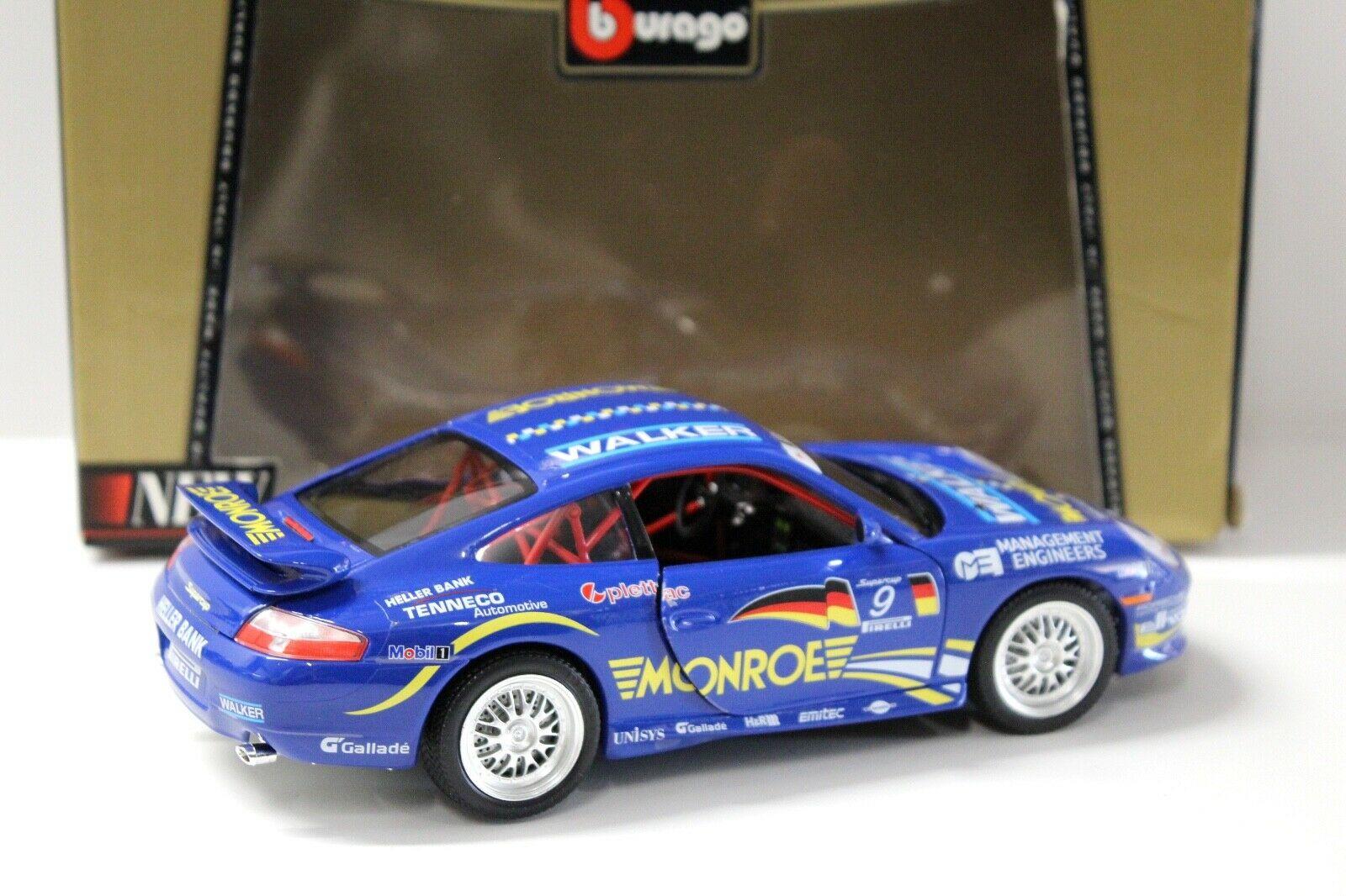 1:18 Bburago Porsche 911 996 GT3 Cup #9 Walker blue
