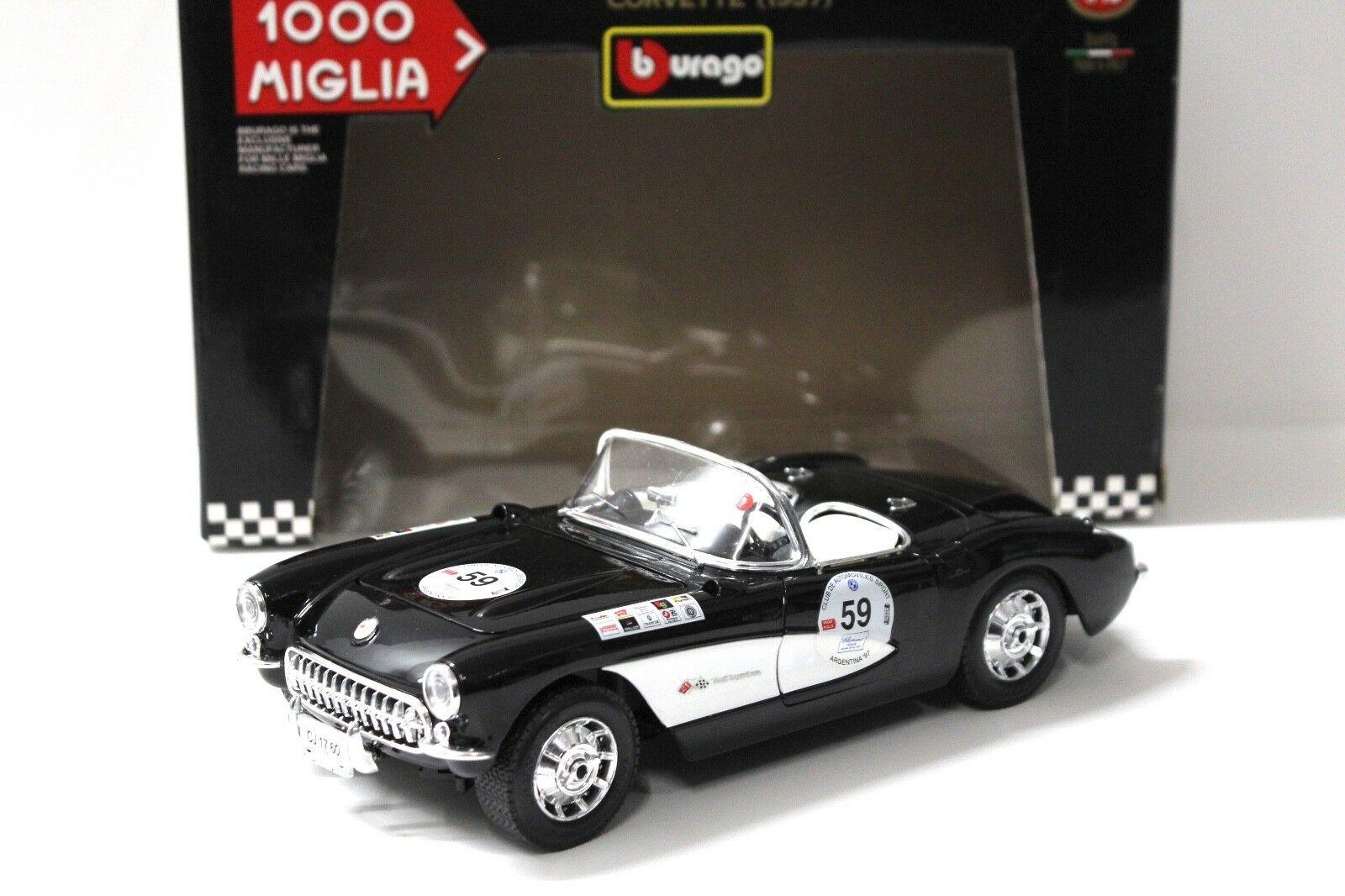 ID 47048 orig 1.jpg 1:18 Bburago Chevrolet Corvette 1957 black *MILLE MIGLIA*
